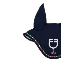 Equestro x FISE Fliegenhaube mit italienischer Flaggenpaspelierung Marineblazer Marineblau