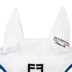 Equestro x FISE Fliegenhaube aus Funktionsstoff Weiß / Savoyer Blau Wei&amp;szlig;