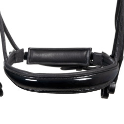 Anatomisches Equestro-Dressurzaumzeug aus gerolltem Leder Schwarz