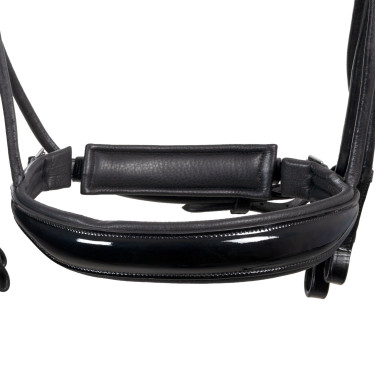 Anatomisches Equestro-Dressurzaumzeug aus gerolltem Leder Schwarz