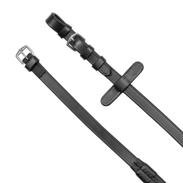 Englisches Trensenzaum aus weichem Leder Equestro mit Ziersteppnähten Schwarz