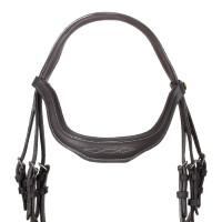 Englisches Trensenzaum aus weichem Leder Equestro mit Ziersteppnähten Schwarz