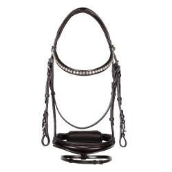Neues englisches Equestro-Trensenzaum aus Leder mit Strass Dunkelbraun