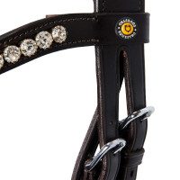 Neues englisches Equestro-Trensenzaum aus Leder mit Strass Dunkelbraun Neues englisches Equestro-Trensenzaum aus Leder mit Strass Dunkelbraun
