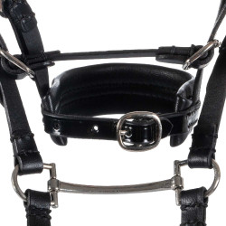 Equestro-Lederzaum für Spielzeugpferd mit silbernen Nieten Schwarz