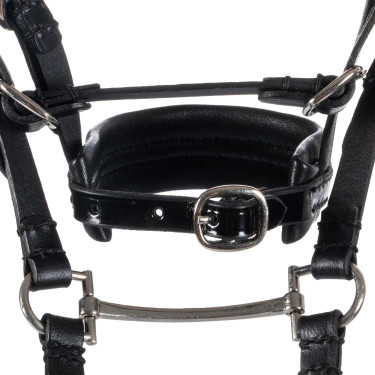 Equestro-Lederzaum für Spielzeugpferd mit silbernen Nieten Schwarz