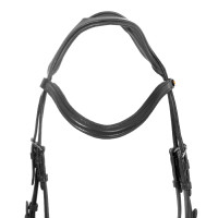 Equestro-Zaumzeug mit einfachem Reithalfter und breitem, gebogenem Genickstück Schwarz Equestro-Zaumzeug mit einfachem Reithalfter und breitem, gebogenem Genickstück Schwarz
