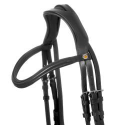 Equestro-Zaumzeug mit einfachem Reithalfter und breitem, gebogenem Genickstück Schwarz