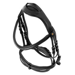Equestro-Zaumzeug mit einfachem Reithalfter und breitem, gebogenem Genickstück Schwarz