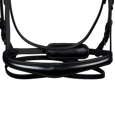 Anatomisches Equestro-Zaumzeug mit fuchsiafarbenen Steinen Schwarz