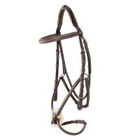 Trense Equestro mit mexikanischem Nasenriemen und synthetischem Lammfell Dunkelbraun Trense Equestro mit mexikanischem Nasenriemen und synthetischem Lammfell Dunkelbraun