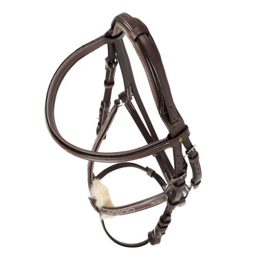 Trense Equestro mit mexikanischem Nasenriemen und synthetischem Lammfell Dunkelbraun