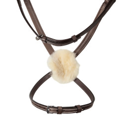 Trense Equestro mit mexikanischem Nasenriemen und synthetischem Lammfell Dunkelbraun