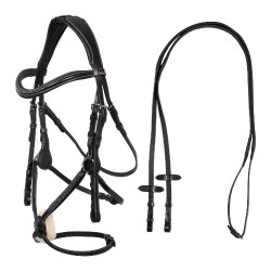 Mexikanisches Zaumzeug Supreme mit anatomischem Nasenriemen Schwarz