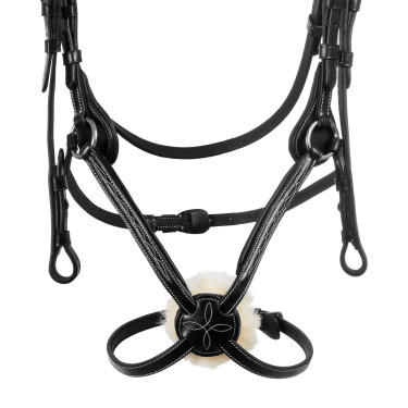Mexikanisches Zaumzeug Supreme mit anatomischem Nasenriemen Schwarz