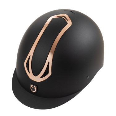 Unisex-Reithelm Equestro Azael mit hinterem Verstellrädchen, nach EN 1384-2023 Schwarz / Roségold