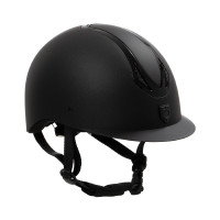 Unisex-Reithelm Equestro Azael mit hinterem Verstellrädchen, nach EN 1384-2023 Schwarz / glänzend schwarz