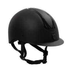 Unisex-Reithelm Equestro Azael mit hinterem Verstellrädchen, nach EN 1384-2023 Schwarz / glänzend schwarz