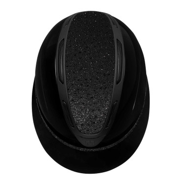 Damen-Reithelm Equestro Apocalypse, glänzende Schale mit Strass, EN 1384-2023 Schwarz / schwarz