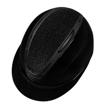 Damen-Reithelm Equestro Apocalypse, glänzende Schale mit Strass, EN 1384-2023 Schwarz / schwarz