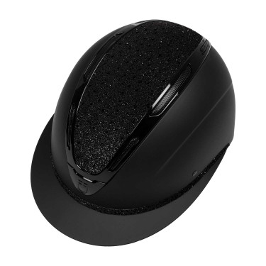 Damenreithelm Equestro Apocalypse, matte Schale mit Strass, EN 1384-2023 Schwarz / schwarz