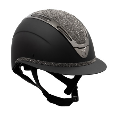 Damenreithelm Equestro Apocalypse, matte Schale mit Strass, EN 1384-2023 Schwarz / Gunmetal