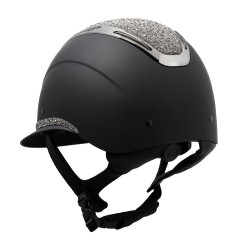 Damenreithelm Equestro Apocalypse, matte Schale mit Strass, EN 1384-2023 Schwarz / Gunmetal