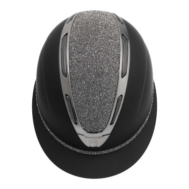 Damenreithelm Equestro Apocalypse, matte Schale mit Strass, EN 1384-2023 Schwarz / Gunmetal