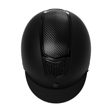 Unisex-Reithelm Equestro mit Kohlefaser-Einsatz und glänzender Einfassung EN 1384-2023 Schwarz / schwarz