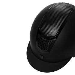 Unisex-Reithelm Equestro mit Kohlefaser-Einsatz und glänzender Einfassung EN 1384-2023 Schwarz / schwarz