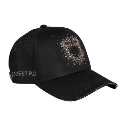 Damenkappe Equestro mit Strass-Logo Schwarz