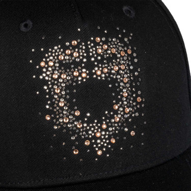 Damenkappe Equestro mit Strass-Logo Schwarz