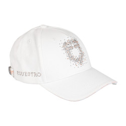 Damenkappe Equestro mit Strass-Logo Weiß Wei&amp;szlig;
