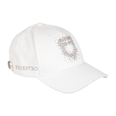 Damenkappe Equestro mit Strass-Logo Weiß Wei&amp;szlig;