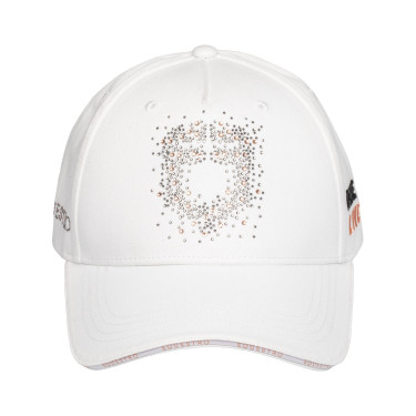 Damenkappe Equestro mit Strass-Logo Weiß Wei&amp;szlig;