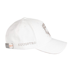Damenkappe Equestro mit Strass-Logo Weiß Wei&amp;szlig;