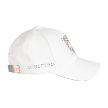 Damenkappe Equestro mit Strass-Logo Weiß Wei&amp;szlig;