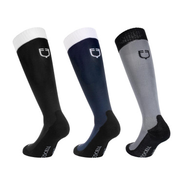 Equestro Technical Basic Socken im 3er-Pack Schwarz Weiß / Marineblazer Weiß / Asphalt Schwarz