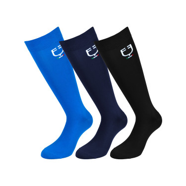 Technische Socken Equestro x FISE im 3er-Pack Schwarz / Marineblau / Savoyer Blau