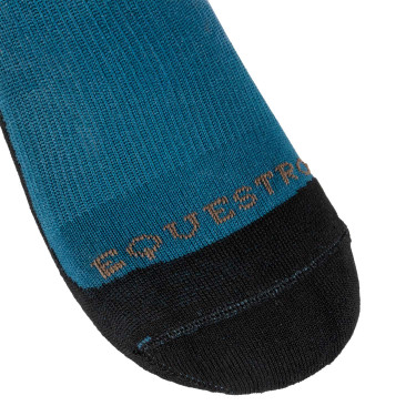 Unisex Equestro Basic Socken aus technischem Gewebe Korallenblau / Walnuss