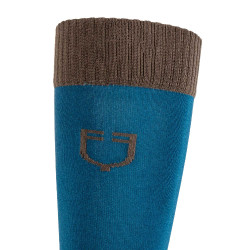 Unisex Equestro Basic Socken aus technischem Gewebe Korallenblau / Walnuss