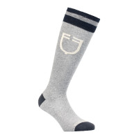 Unisex-Equestro-College-Socken aus technischem Gewebe Mélange Grau / Marineblazer / Antikweiß Unisex-Equestro-College-Socken aus technischem Gewebe Mélange Grau / Marineblazer / Antikweiß