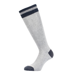 Unisex-Equestro-College-Socken aus technischem Gewebe Mélange Grau / Marineblazer / Antikweiß