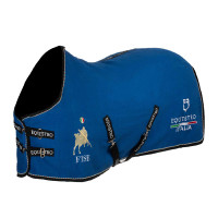 Equestro x FISE Stallendecke aus Waffelpiqué-Stoff Blau aus Savoyen Equestro x FISE Stallendecke aus Waffelpiqué-Stoff Blau aus Savoyen