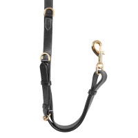 Equestro-Jagdkoller mit gegabeltem Vorderzeug aus gegerbtem Leder und Stahlschnallen NEU Schwarz