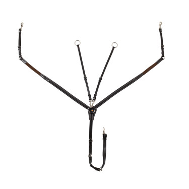 Equestro-Brustblatt aus Leder mit elastischen Einsätzen und abnehmbarer Martingal Dunkelbraun