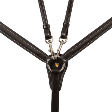 Equestro-Brustblatt aus Leder mit elastischen Einsätzen und abnehmbarer Martingal Dunkelbraun