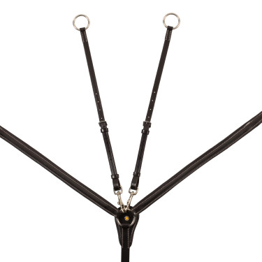 Equestro-Brustblatt aus Leder mit elastischen Einsätzen und abnehmbarer Martingal Dunkelbraun