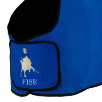 Equestro x FISE Fleece-Decke mit Frontverschluss Blau aus Savoyen Equestro x FISE Fleece-Decke mit Frontverschluss Blau aus Savoyen