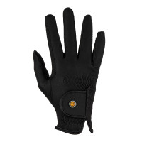 Unisex Equestro-Handschuhe aus synthetischem Leder mit Klettverschluss Schwarz